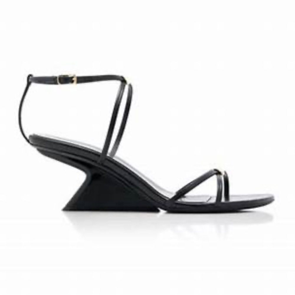 Khaite NWT Seneca black leather wedge sandals, 41 (US 11)